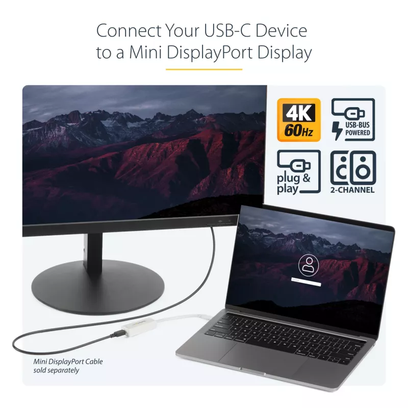 StarTech.com Προσαρμογέας USB-C σε Mini DisplayPort – 4K 60 Hz – λευκό – προσαρμογέας USB 3.1 Type-C σε Mini DP – ενημερωμένη έκδοση είναι CDP2MDPEC