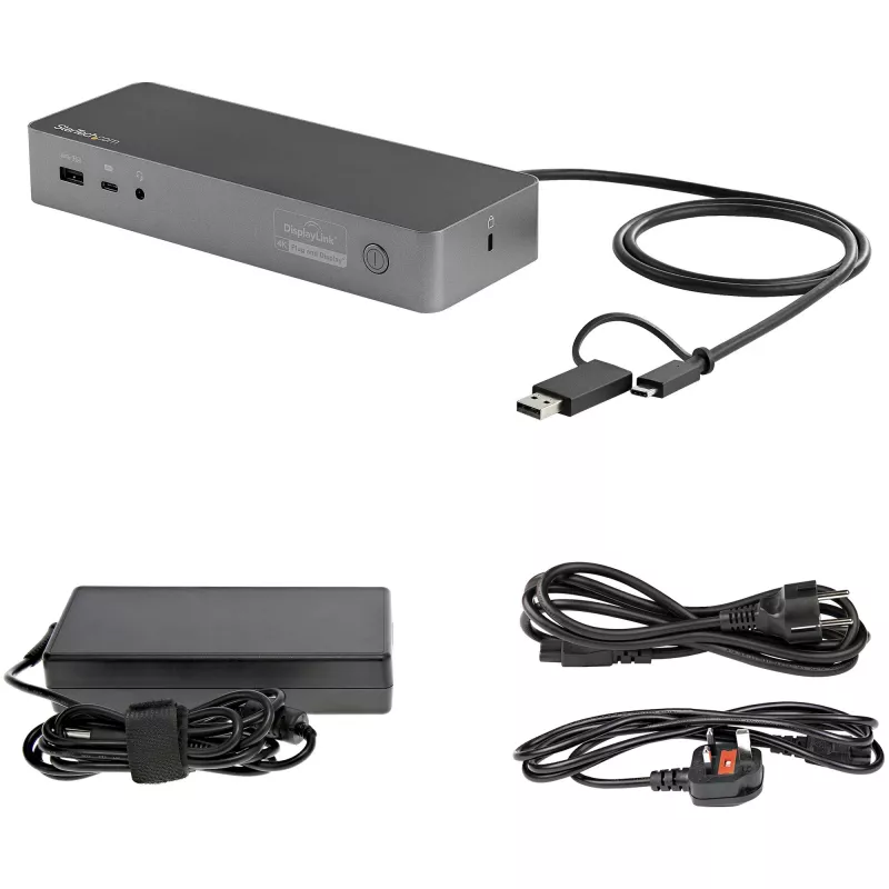 StarTech.com Universal Docking Station φορητού υπολογιστή, Υβριδικό USB-C & USB-A Dock, Dual 4K DP & HDMI, 100W PD, Mac / Windows / Chrome OS, 4x USB 5Gbps Hub, GbE