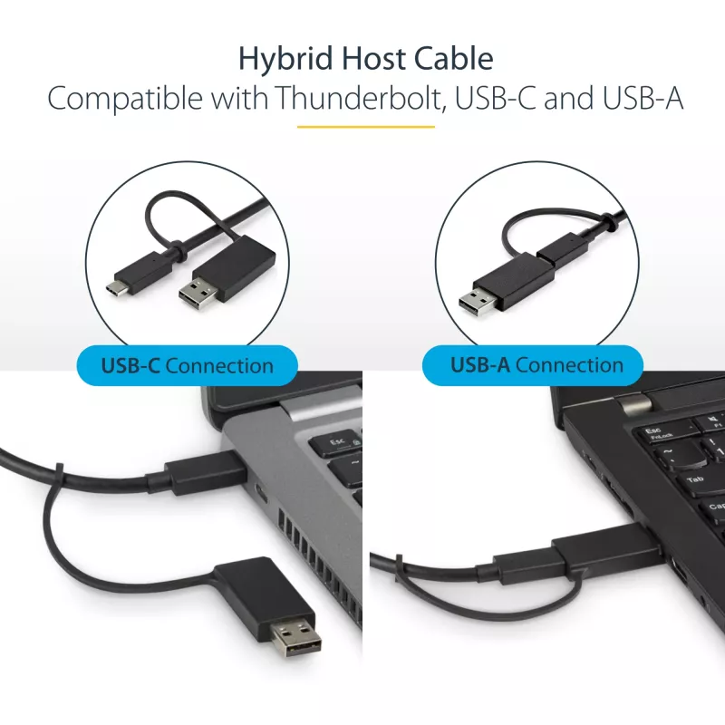 StarTech.com Universal Docking Station φορητού υπολογιστή, Υβριδικό USB-C & USB-A Dock, Dual 4K DP & HDMI, 100W PD, Mac / Windows / Chrome OS, 4x USB 5Gbps Hub, GbE