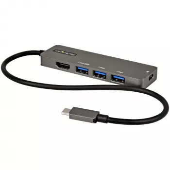 StarTech.com USB-C Multiport Adapter - USB-C σε HDMI 2.0b 4K 60Hz (HDR10), 100W Power Delivery Pass-Through, 4-Port USB 3.0 Hub - USB Type-C Mini-Dock - 30 cm μακρύ, σταθερό καλώδιο