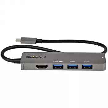 StarTech.com USB-C Multiport Adapter - USB-C σε HDMI 2.0b 4K 60Hz (HDR10), 100W Power Delivery Pass-Through, 4-Port USB 3.0 Hub - USB Type-C Mini-Dock - 30 cm μακρύ, σταθερό καλώδιο