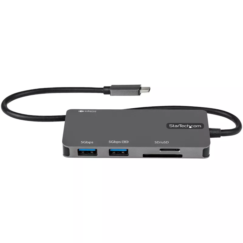 StarTech.com DKT30CHSDPD προσαρμογέας πολλαπλών θυρών USB-C mini dock, HDMI 4K, 100 W PD pass-through, υποδοχή SD/microSD, διανομέας USB 3.0 3 θυρών, σταθερό καλώδιο 30 cm
