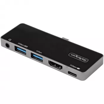 StarTech.com USB C Multiport Adapter – USB-C σε 4K 60Hz HDMI 2.0, 100W Power Delivery Pass-Through φόρτιση, 3-Port USB 3.0 Hub, Ήχος – USB-C Mini-Dock – Φορητό USB Type-C Travel Dock