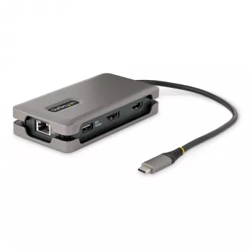 StarTech.com USB-C Multiport Adapter – 4K 60Hz HDMI/DP – 3-Port USB Hub – 100W Power Delivery Pass-Through – GbE – Mini Docking Station για ταξίδια με φόρτιση – 30 cm Wrap-Around καλώδιο