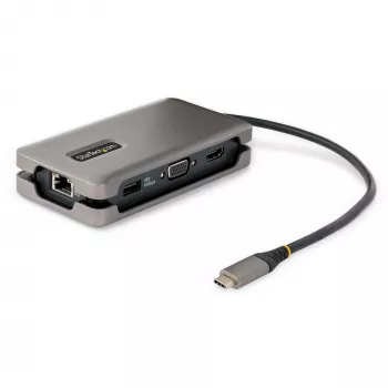 StarTech.com USB-C Multiport Adapter – HDMI/VGA – 4K 60 Hz – 3-Port USB Hub – 100 W Power Delivery Pass-Through – GbE – Mini Docking Station για ταξίδια με φόρτιση – Περιτυλιγμένο καλώδιο, 30 cm