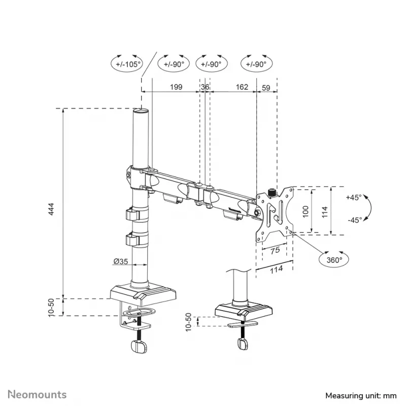Neomounts DS60-600BL1 Βάση οθόνης 10-32 inch - Quick-Fix - 180°-Stopp