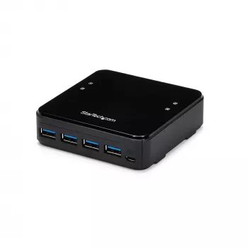 StarTech.com 4-σε-4 USB 3.0 περιφερειακό switch box, 5 Gbit/s, Micro-USB Type-B, Μαύρο, Πλαστικό, CE, FCC, REACH, 0 - 40 °C