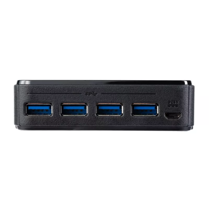 StarTech.com 4-σε-4 USB 3.0 περιφερειακό switch box, 5 Gbit/s, Micro-USB Type-B, Μαύρο, Πλαστικό, CE, FCC, REACH, 0 - 40 °C