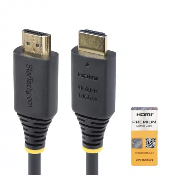 StarTech.com 50cm Premium πιστοποιημένο High Speed HDMI καλώδιο, 4K 60Hz/1440p 144Hz, HDR10/HDCP 2.2/ARC, 18Gbps, UHD HDMI 2.0 καλώδιο για TV/Monitor/οθόνη, TPE περίβλημα