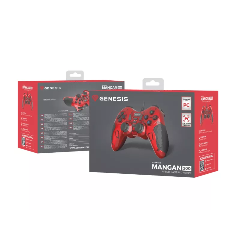 GENESIS MANGAN 200 Κόκκινο USB 2.0 Gamepad Αναλογικό / Ψηφιακό PC