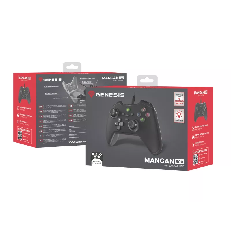 GENESIS Mangan 300 Μαύρο USB Gamepad Αναλογικό / Ψηφιακό Android, Nintendo Switch, PC