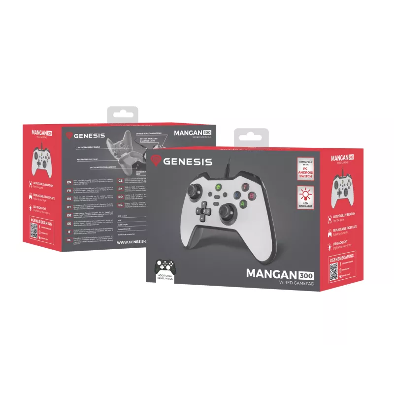 GENESIS Mangan 300 Λευκό USB Gamepad Αναλογικό / Ψηφιακό Android, Nintendo Switch, PC
