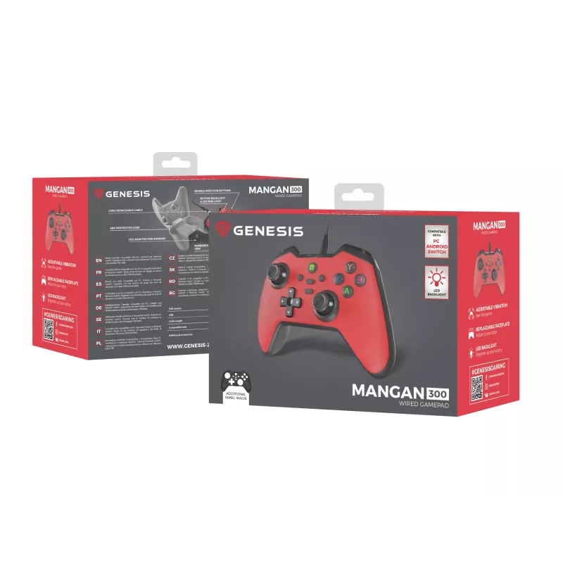 GENESIS Mangan 300 Κόκκινο USB Gamepad Αναλογικό / Ψηφιακό Android, Nintendo Switch, PC