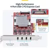 StarTech.com Κάρτα PCIe USB Type-C 4 θυρών, USB 3.2 10Gbps, Κάρτα επέκτασης USB-C PCI Express, 4x ανεξάρτητοι ελεγκτές USB, Windows/Linux/macOS, TAA-συμβατό