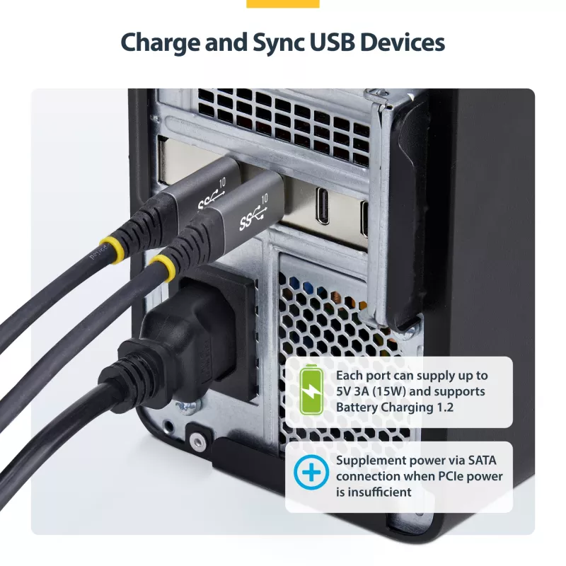 StarTech.com Κάρτα PCIe USB Type-C 4 θυρών, USB 3.2 10Gbps, Κάρτα επέκτασης USB-C PCI Express, 4x ανεξάρτητοι ελεγκτές USB, Windows/Linux/macOS, TAA-συμβατό