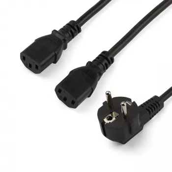 StarTech.com Καλώδιο ρεύματος υπολογιστή Y 2m (6ft), 18AWG, EU Schuko σε 2x C13, 10A 250V, Μαύρο καλώδιο AC αντικατάστασης, Καλώδιο ρεύματος εκτυπωτή, Καλώδιο τροφοδοτικού PC, Καλώδιο ρεύματος οθόνης – UL-πιστοποιημένο
