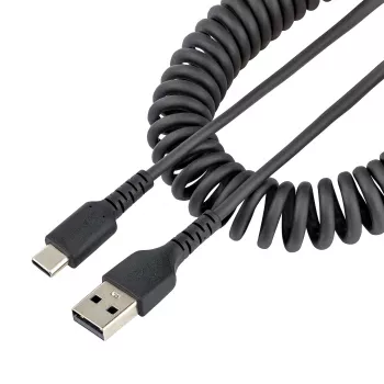 StarTech.com Καλώδιο φόρτισης USB-A σε C 50cm (20in), Σπιράλ καλώδιο Heavy Duty Ταχεία φόρτιση & συγχρονισμός, Καλώδιο υψηλής ποιότητας USB-2.0-A σε USB Type-C, Ανθεκτική ίνα Aramid, Ανθεκτικό καλώδιο USB αρσενικό σε αρσενικό