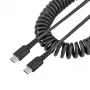 StarTech.com Καλώδιο φόρτισης USB-C 1m, Σπιράλ καλώδιο, Heavy Duty, ταχεία φόρτιση & συγχρονισμός, Καλώδιο USB-2.0-Type-C, ανθεκτική ίνα Aramid, ανθεκτικό καλώδιο USB αρσενικό σε αρσενικό, μαύρο