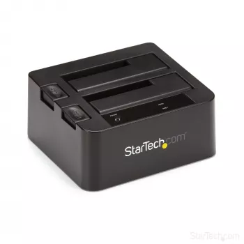 StarTech.com Dual-Bay USB 3.2 Gen 2 σε SATA Σταθμός σύνδεσης σκληρών δίσκων, USB 10Gbps Σταθμός σύνδεσης σκληρών δίσκων, εξωτερικός σταθμός σύνδεσης 2,5/3,5 ιντσών SATA I/II/III SSD/HDD, υποδοχή σκληρού δίσκου Hot-Swap, Top-Loading