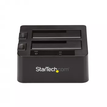 StarTech.com Dual-Bay USB 3.2 Gen 2 σε SATA Σταθμός σύνδεσης σκληρών δίσκων, USB 10Gbps Σταθμός σύνδεσης σκληρών δίσκων, εξωτερικός σταθμός σύνδεσης 2,5/3,5 ιντσών SATA I/II/III SSD/HDD, υποδοχή σκληρού δίσκου Hot-Swap, Top-Loading