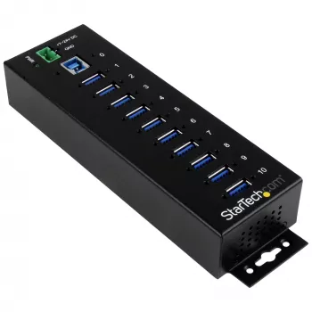 StarTech.com Βιομηχανικό hub USB 3.0 10 θυρών – Προστασία ESD και υπέρτασης~Hub USB 3.0 10 θυρών – 5 Gbit/s – Βιομηχανικό μεταλλικό hub USB-A με προστασία ESD και υπέρτασης – Τοποθέτηση σε ράγα DIN, τοίχο ή γραφείο – Συμβατό με TAA hub επέκτασης USB