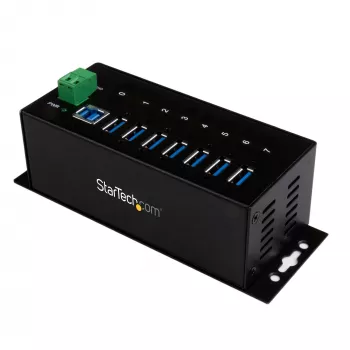 StarTech.com Βιομηχανικό Hub USB 3.0 7 θυρών με προστασία ESD~Hub USB 3.0 7 θυρών (5Gbps) - Βιομηχανικό μεταλλικό hub USB-A με προστασία ESD και προστασία υπέρτασης 350W - Τοποθέτηση σε ράγα DIN, τοίχο ή γραφείο - Συμβατό με TAA hub επέκτασης USB