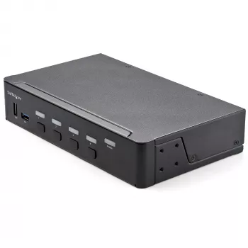 StarTech.com Διακόπτης KVM HDMI 4 θυρών – Μονής οθόνης 4K 60Hz Ultra HD HDR – Desktop HDMI 2.0 KVM Switch με hub USB 3.0 2 θυρών (5Gbit/s) και 4x USB 2.0 HID, ήχο – Εναλλαγή με hotkey – TAA