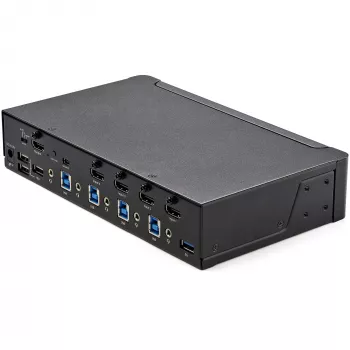 StarTech.com Διακόπτης KVM HDMI 4 θυρών – Μονής οθόνης 4K 60Hz Ultra HD HDR – Desktop HDMI 2.0 KVM Switch με hub USB 3.0 2 θυρών (5Gbit/s) και 4x USB 2.0 HID, ήχο – Εναλλαγή με hotkey – TAA