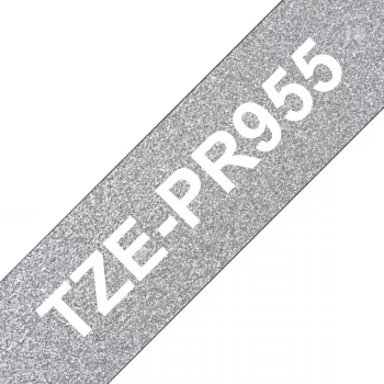 Brother TZE-PR955 Ταινία ετικετών Λευκό σε Ασημί