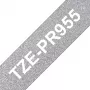 Brother TZE-PR955 Ταινία ετικετών Λευκό σε Ασημί