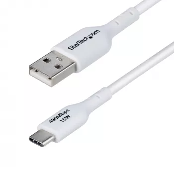 StarTech.com Καλώδιο φόρτισης USB-A σε USB-C 2m, Φόρτιση & Συγχρονισμός, 3A, USB 2.0, Επένδυση TPE - Λευκό καλώδιο φόρτισης USB