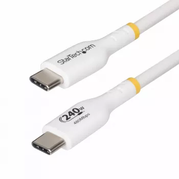 StarTech.com Λευκό καλώδιο φόρτισης USB-C 2m, Πιστοποιημένο USB-IF καλώδιο USB-C, 240W PD EPR, Καλώδιο φόρτισης laptop USB 2.0 Type-C, Καλώδιο δεδομένων USB-C, Επένδυση TPE
