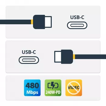 StarTech.com Λευκό καλώδιο φόρτισης USB-C 3m, Πιστοποιημένο USB-IF καλώδιο USB-C, 240W PD EPR, Καλώδιο φόρτισης laptop USB 2.0 Type-C, Καλώδιο μεταφοράς δεδομένων USB-C, Επένδυση TPE