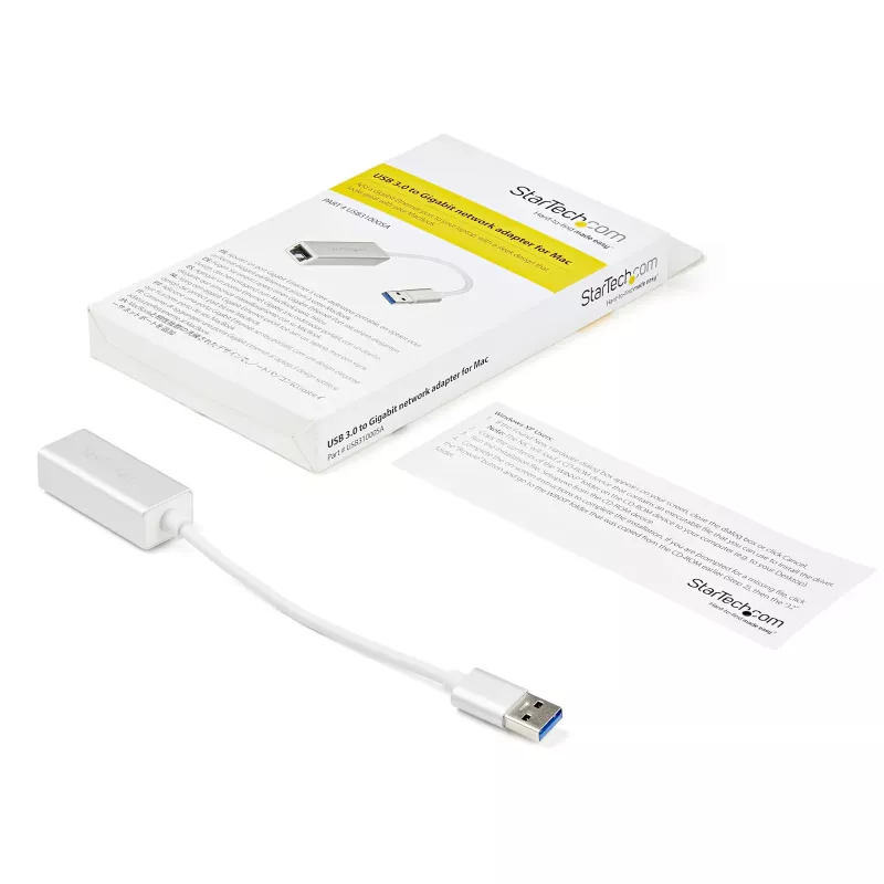 StarTech.com Προσαρμογέας δικτύου USB 3.0 σε Gigabit - Ασημί, Ενσύρματο, USB, Ethernet, 2000 Mbit/s, Ασημί