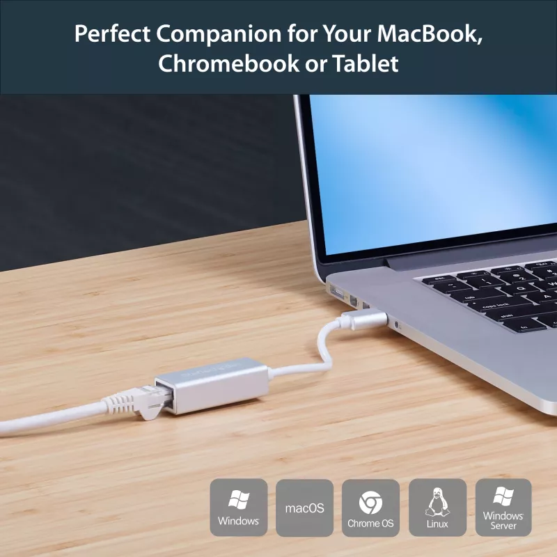 StarTech.com Προσαρμογέας δικτύου USB 3.0 σε Gigabit - Ασημί, Ενσύρματο, USB, Ethernet, 2000 Mbit/s, Ασημί