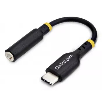 StarTech.com USBCAUDIO2 Προσαρμογέας ήχου USB-C σε 3,5 mm TRRS για ακουστικά/ακουστικά με μικρόφωνο, DAC 32 bit, συμβατός με Thunderbolt, 12,7 cm, μαύρος