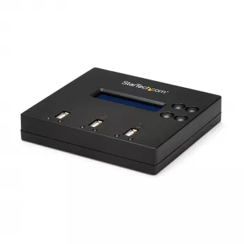 StarTech.com Αυτόνομος διπλασιαστής και διαγραφέας USB stick 1 σε 2, Αντιγραφέας πολλαπλών USB flash drive, Αντιγραφή συστήματος και αρχείων καθώς και ολόκληρης μονάδας με 1,5 GB/min, Απλή και 3-pass διαγραφή, Οθόνη LCD – TAA