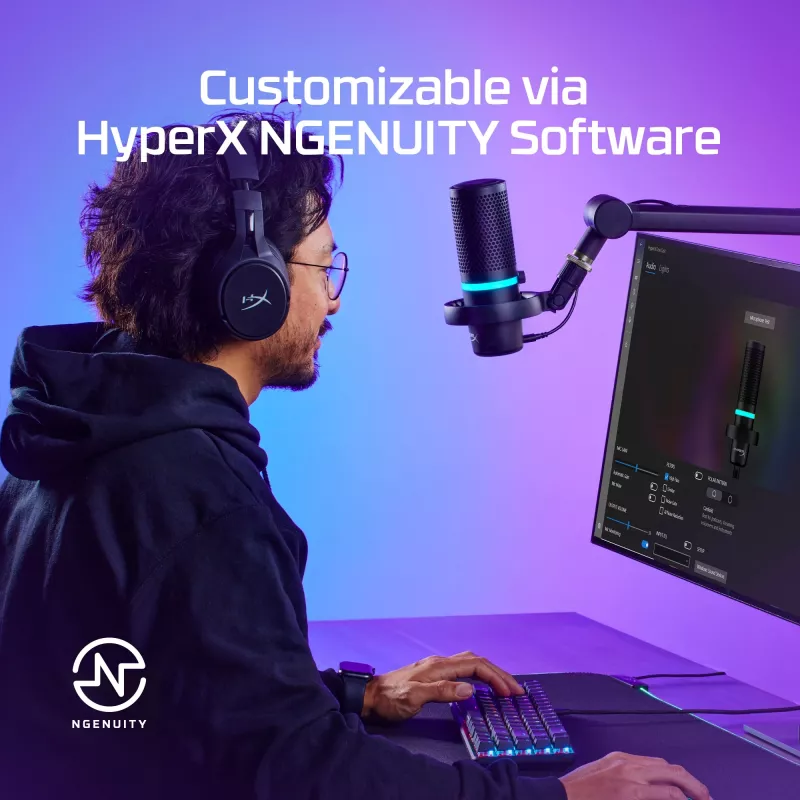 HyperX DuoCast - Μικρόφωνο USB (Μαύρο) - Φωτισμός RGB