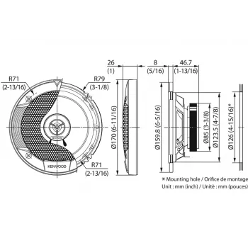 Ηχείο αυτοκινήτου Kenwood KFC-S1676EX στρογγυλό 3 δρόμων 330 W 2 τεμ.
