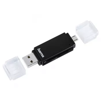 Αναγνώστης καρτών Hama Basic USB 2.0 OTG, SD/microSD, μαύρος
