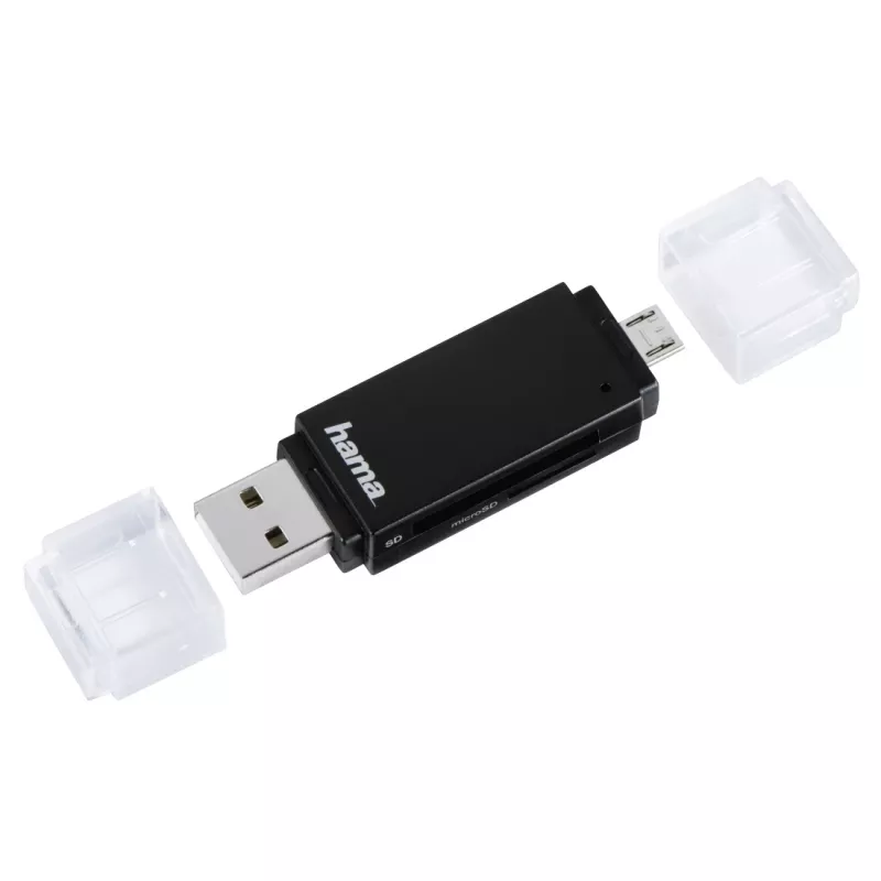 Αναγνώστης καρτών Hama Basic USB 2.0 OTG, SD/microSD, μαύρος