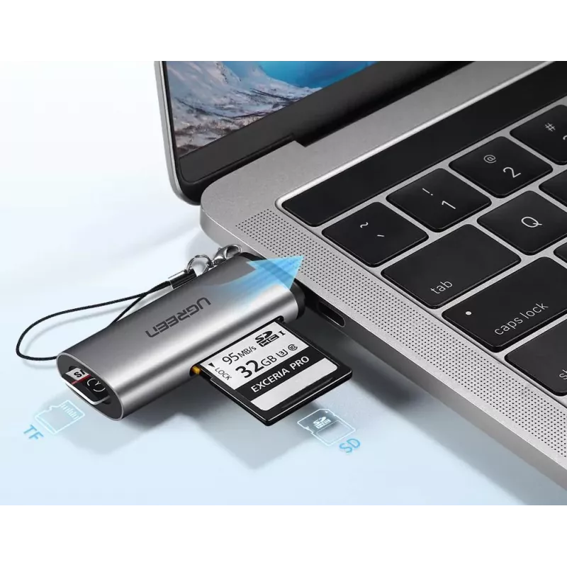 Αναγνώστης καρτών Ugreen 50704 USB 3.2 Gen 1 (3.1 Gen 1) Type-C γκρι