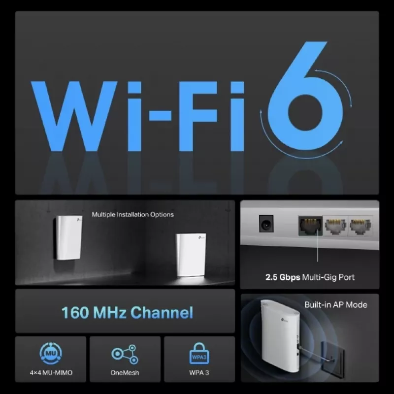 TP-Link AX6000 Mesh Wi-Fi 6 λευκό 1000, 2500 Mbit/s