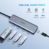 UGREEN 70336 (CM219) διανομέας USB-C σε 4x USB 3.0, 5 Gbps, OTG, θύρα τροφοδοσίας USB-C, καλώδιο 15 cm, γκρι