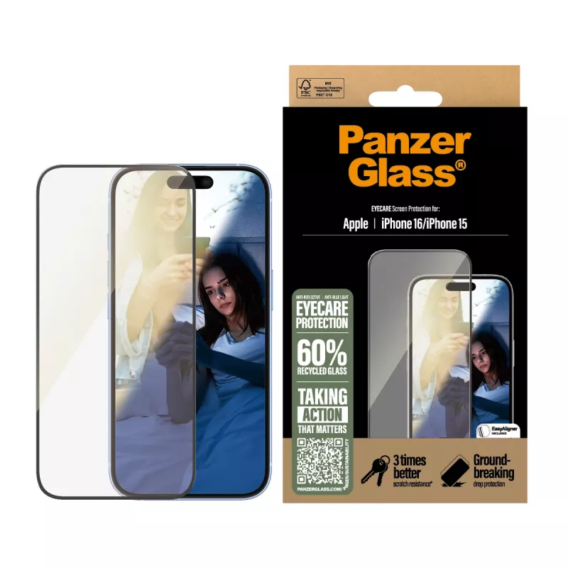 Προστασία οθόνης EyeCare PanzerGlass iPhone '24 6,1 ίντσες | 15 | Ultra-Wide Fit