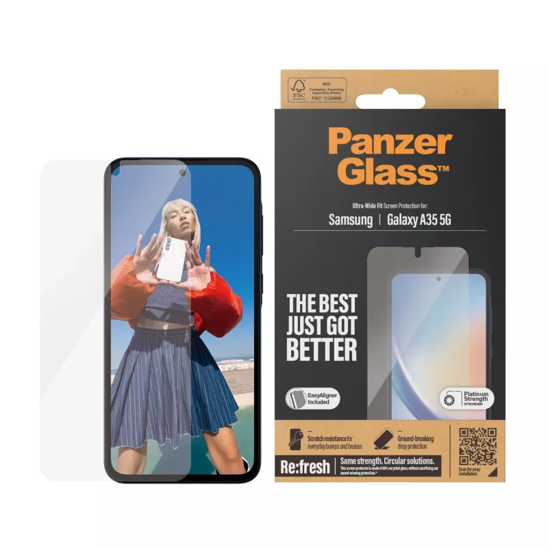 PanzerGlass® Προστασία οθόνης Samsung Galaxy A35 5G | Ultra-Wide Fit με EasyAligner
