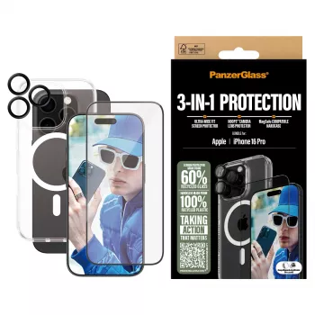Πακέτο προστασίας 3-in-1 PanzerGlass iPhone '24 6,3 ίντσες Pro