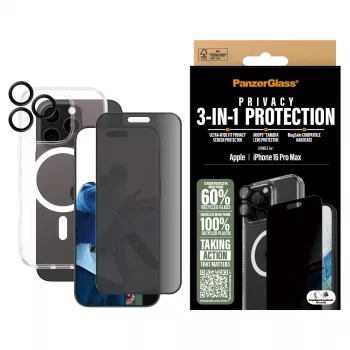 PanzerGlass ® Πακέτο προστασίας απορρήτου 3-in-1 iPhone 16 Pro Max