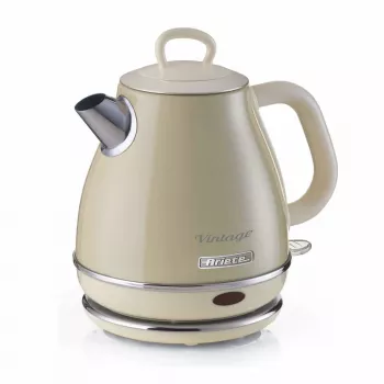 Ariete 2868 Vintage σχεδιαστικός ηλεκτρικός βραστήρας 1 L από ανοξείδωτο ατσάλι για αφεψήματα, τσάι και βότανα, σύστημα αυτόματης απενεργοποίησης, εργονομική λαβή, 1 λίτρο, 1600 W, ανοιχτό μπεζ
