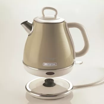 Ariete 2868 Vintage σχεδιαστικός ηλεκτρικός βραστήρας 1 L από ανοξείδωτο ατσάλι για αφεψήματα, τσάι και βότανα, σύστημα αυτόματης απενεργοποίησης, εργονομική λαβή, 1 λίτρο, 1600 W, ανοιχτό μπεζ